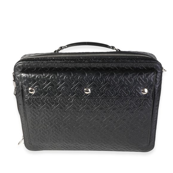 Burberry Black Embossed Leather Triple Stud Briefcase Bag - Picture 1 of 8
